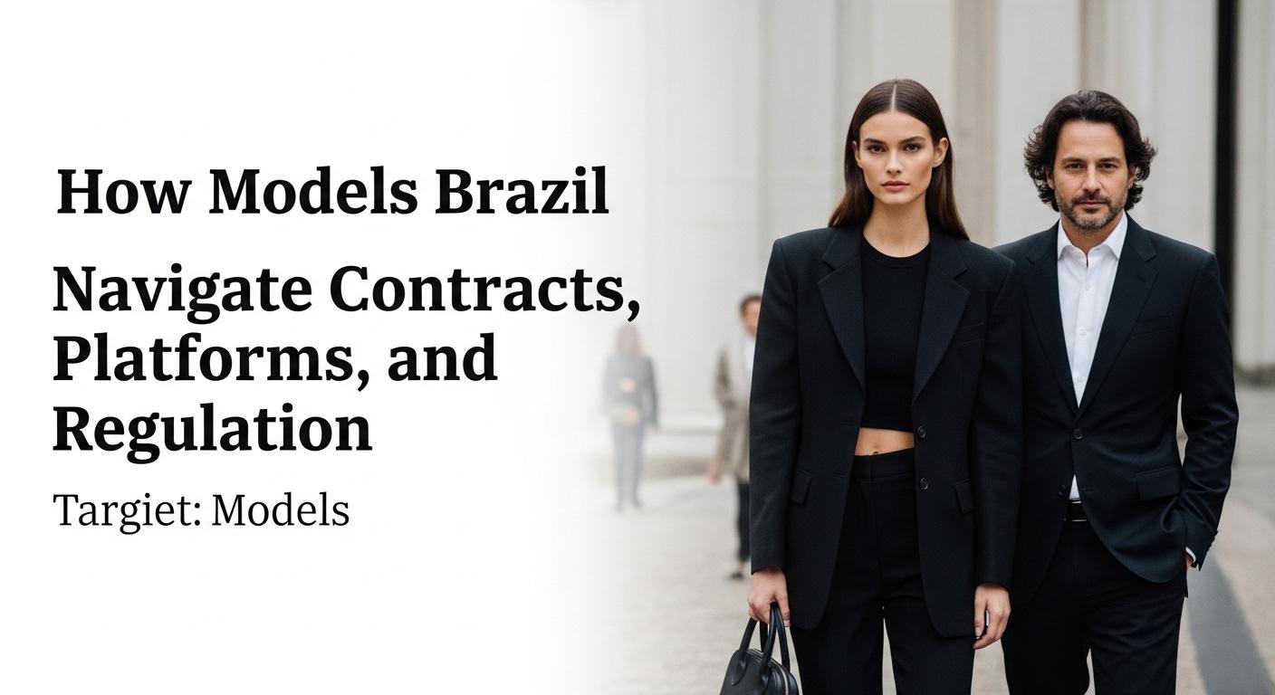 Brazilian models reviewing contracts in a modern agency setting with digital devices