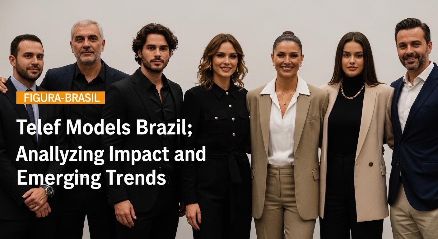 Diverse Brazilian models in a high-tech studio with data overlays representing telef Models Brazil.